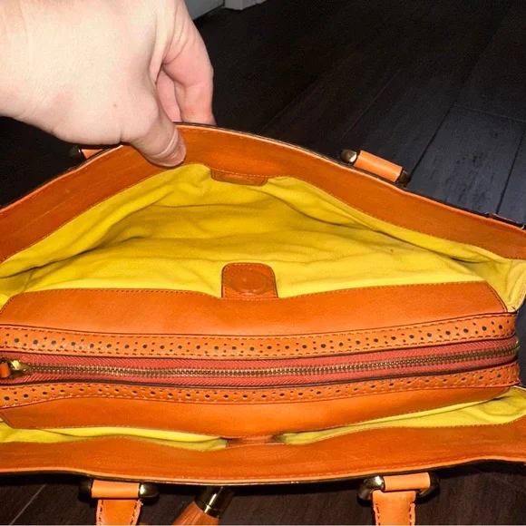 Antonio Melani Y2K Orange Leather Leopard Calf Hair Large Satchel Tote Tassels - Picture 12 of 16